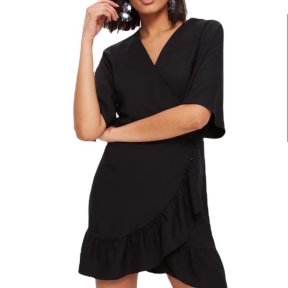 Topshop little black wrap dress size 8